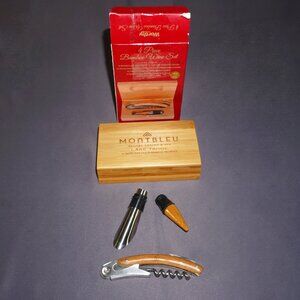 Montbleu 4 piece bamboo wine set NWOT